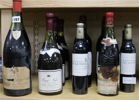 Twelve assorted wines including Clos des Ruchettes, Chaubeurtu 1967